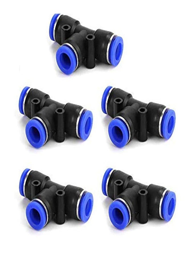 HOSEMART� 8mm X 8mm X 8mm Union Tee Push PU Pneumatic Pipe Fitting Connector 8mm OD Hose Tube (Pack of 5)